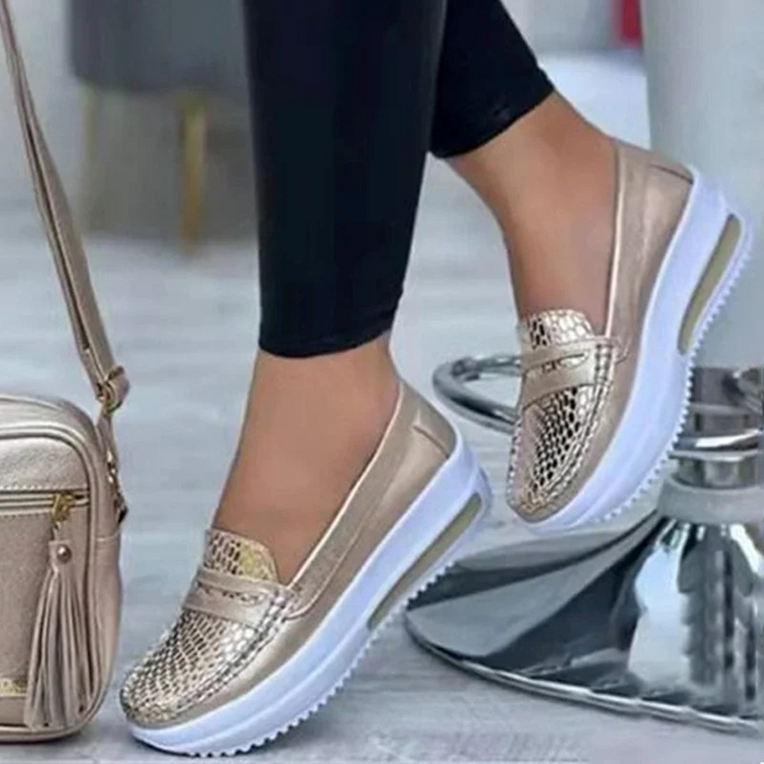 Drune – glänzende Damen-Loafer aus Schlangenleder
