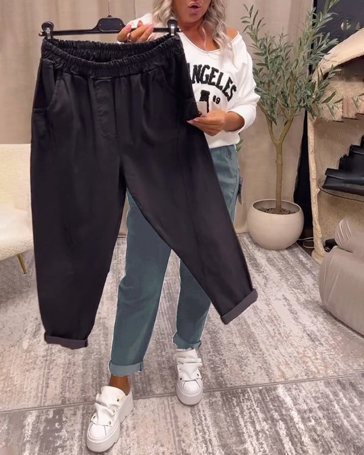 Drune | Lässige Einfarbige Hose mit Taschen