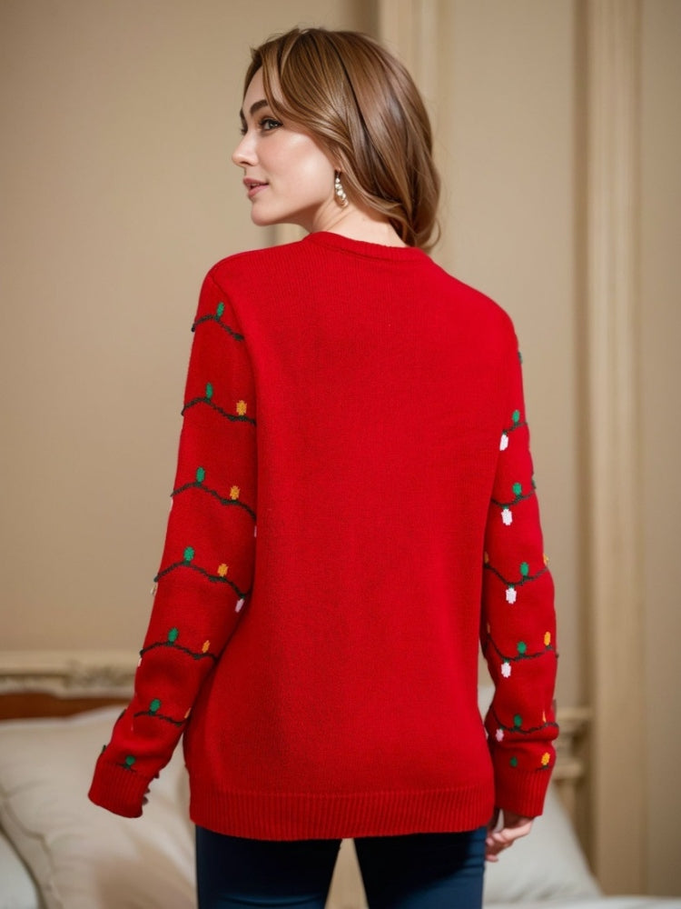Drune | Bestickter Weihnachtbaum Strickpullover