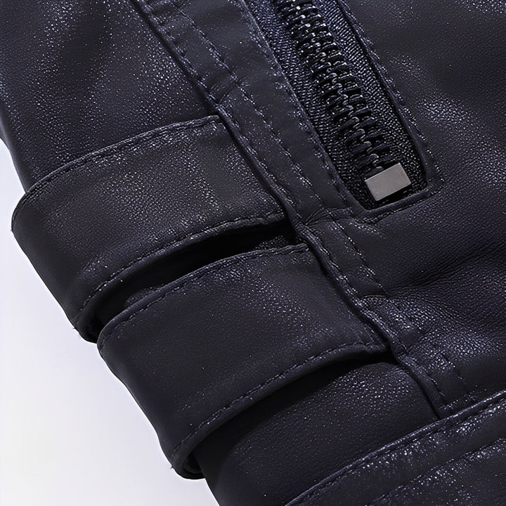 DruneStylische Motorrad Vegan-Lederjacke für Herren