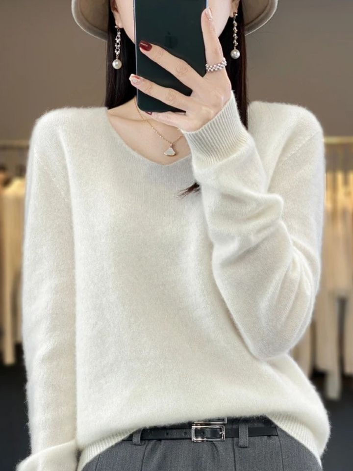 Drune | Cashmere Pullover Damen Eleganter V-ausschnitt, Weich & Komfortabel