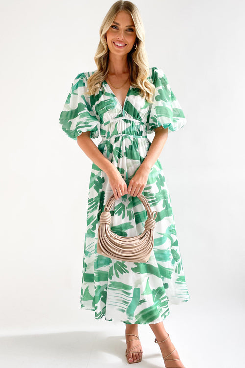 Drune | Real Love Print Puffärmel Maxi Kleid