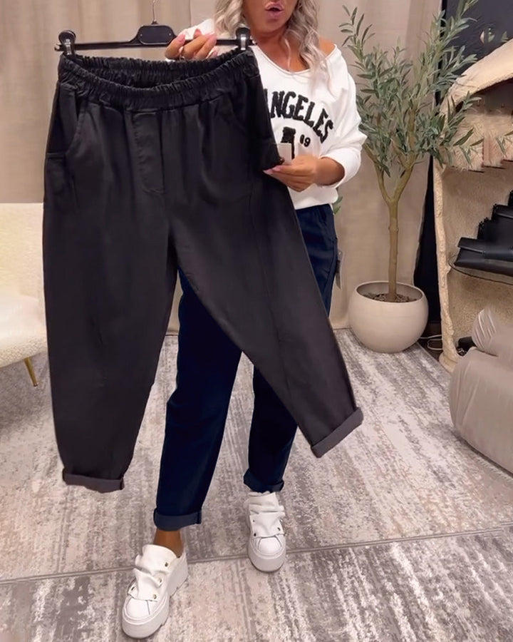 Drune | Lässige Einfarbige Hose mit Taschen
