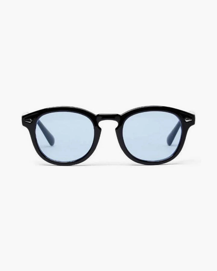 Drune | Schwarzer Rahmen Runde Sonnenbrille Für Männer