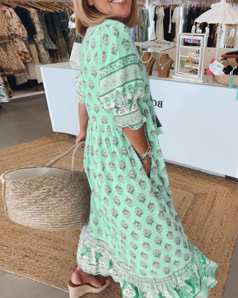 Drune | Bohemian Geschichtetes Maxi-Kleid für Damen