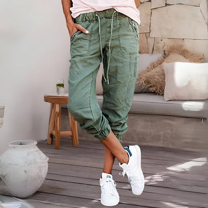 Damen Cargohose mit Kordelzug und Taschen
