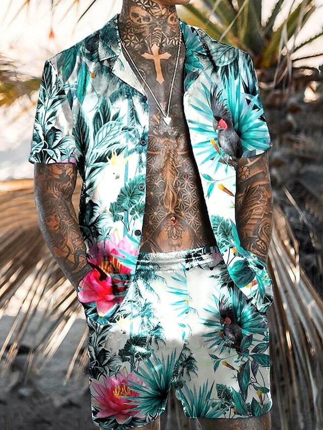 Drune | Herren Sommer Satz Hawaiian Shirt Und Kurze Hose Für Männer