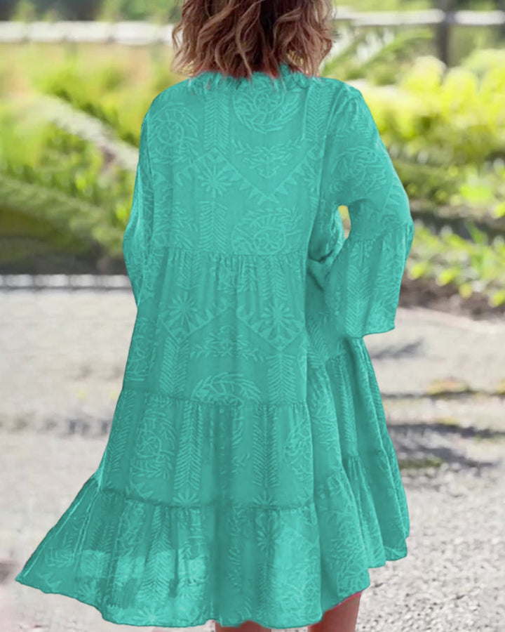 Drune | Kleid mit 3/4-Ärmeln und geometrischem Boho-Print