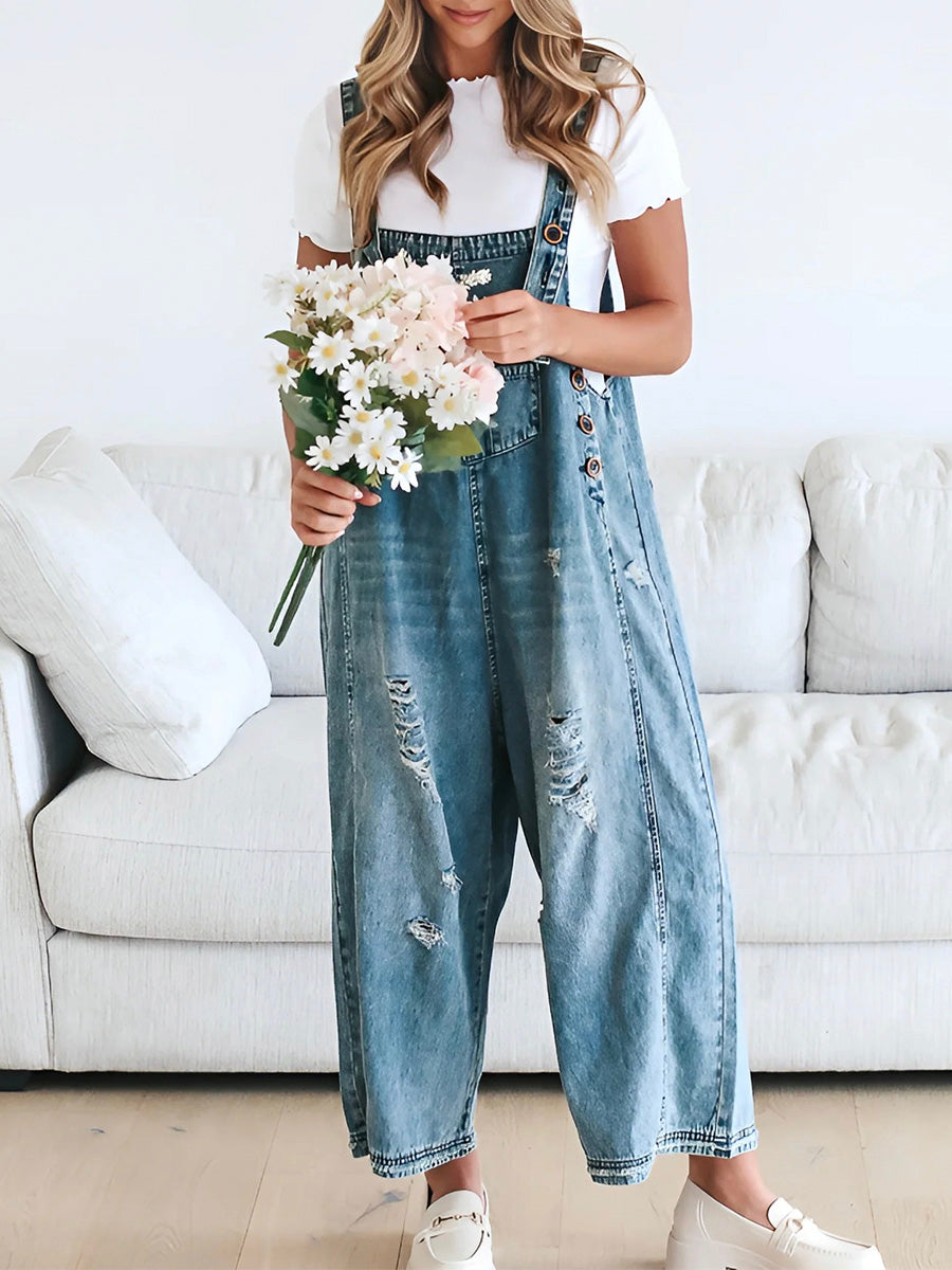 Drune | Denim Jumpsuit Damen Baggy Jeans Overall