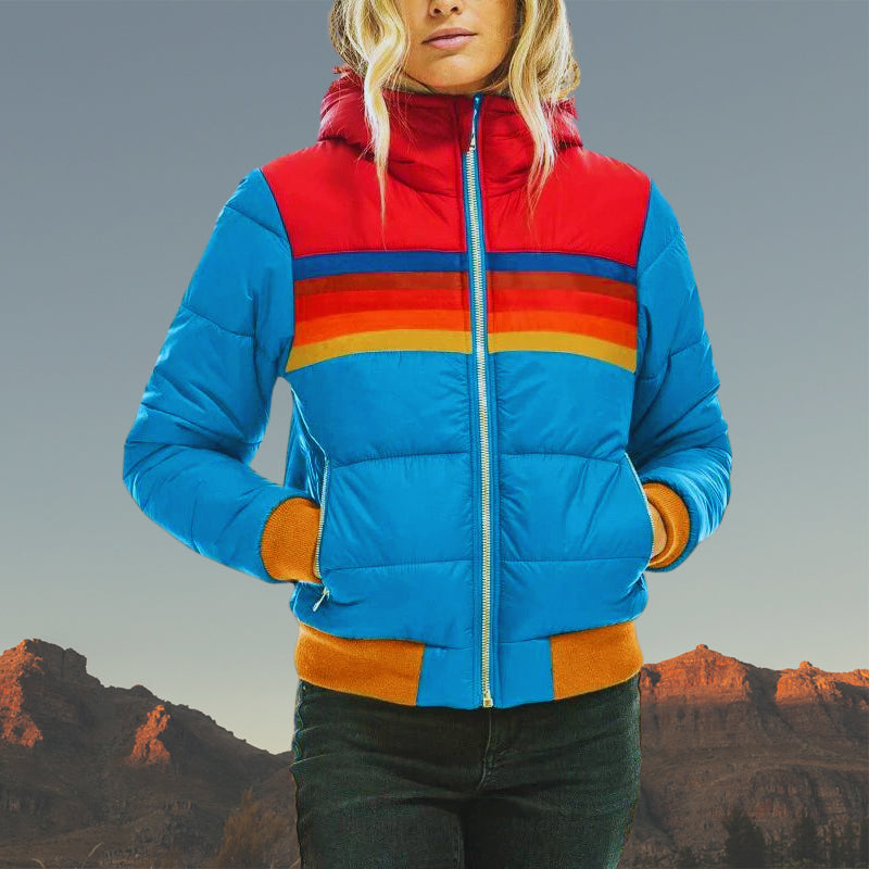 Drune | Gestreifter Farbiger Puffer-Stil, Wasserdicht für Frauen Ideal für Herbst Winter