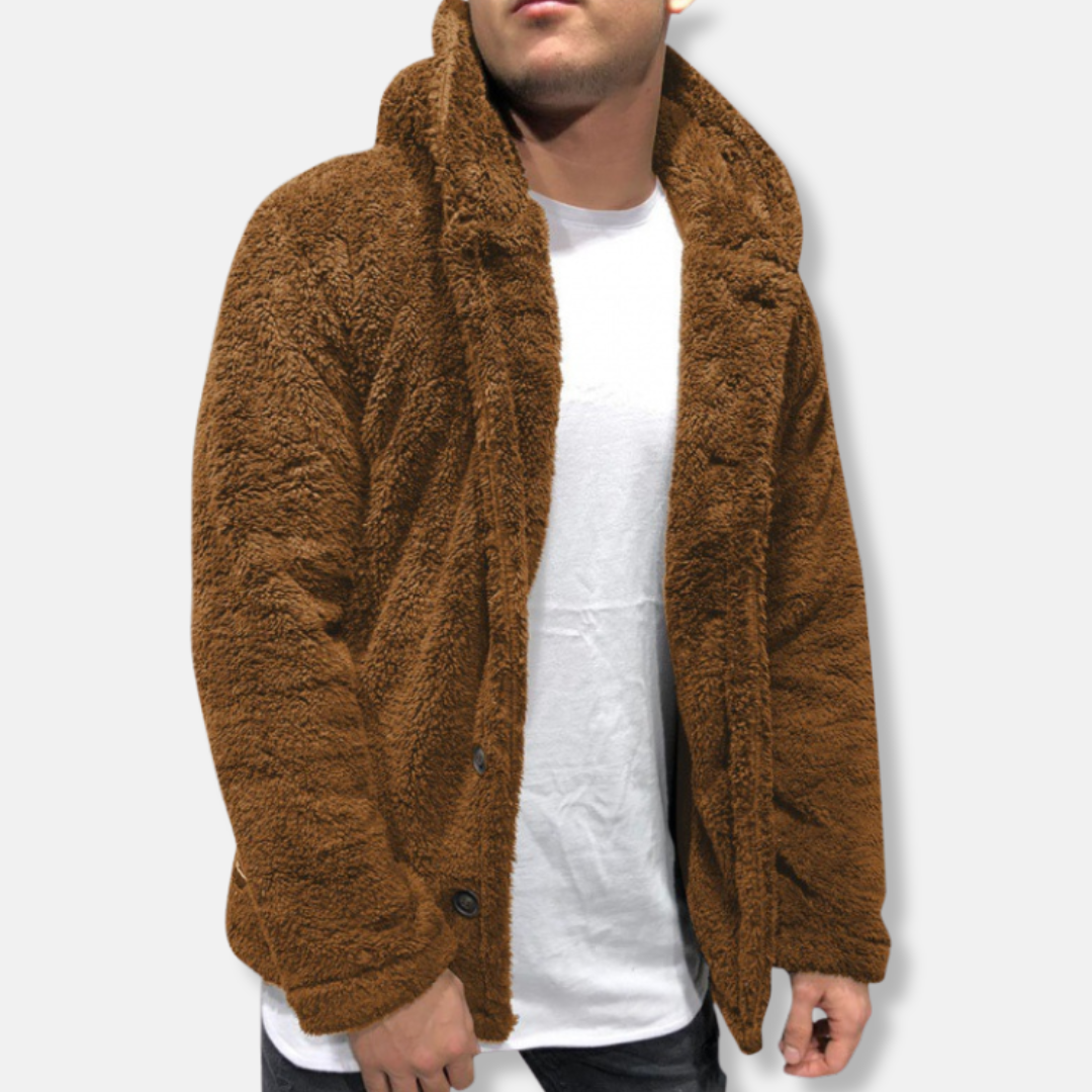 Drune | Kapuze Fleece Lockere Passform Knopfverschluss Lässiger Stil