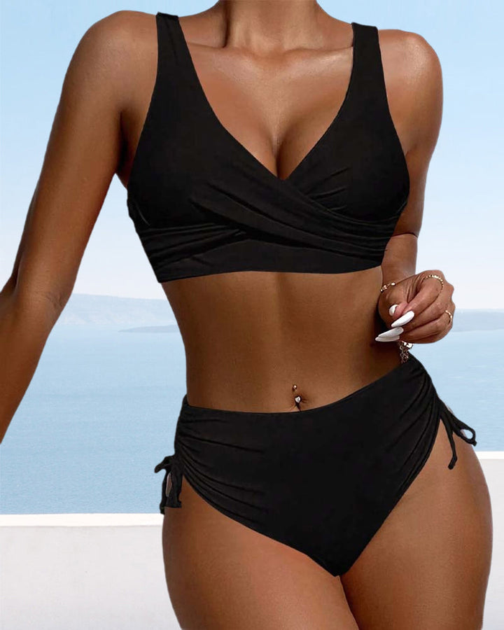 Drune bikini-badeanzug mit kordelzug und schnürung hinten
