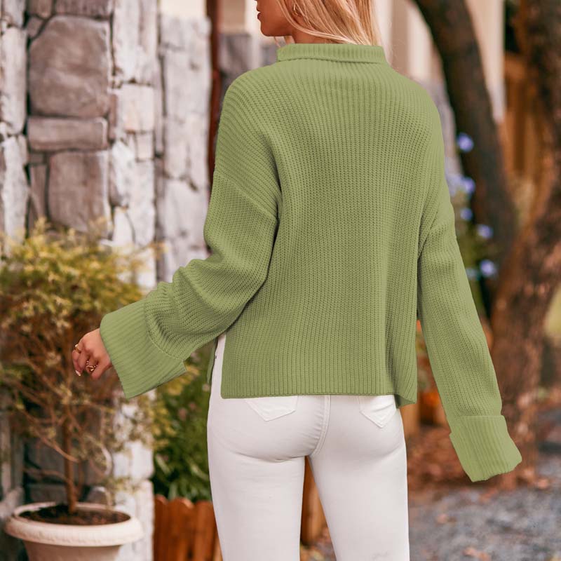 Drune | Schlichter Einfarbiger Strickpullover Für Damen
