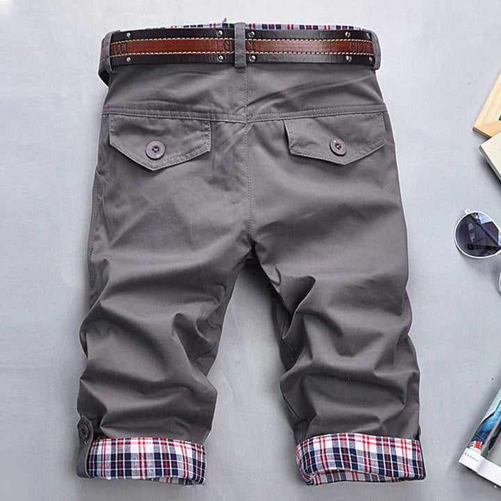 Drune – Hochwertige Shorts mit Gürtel und Karomuster