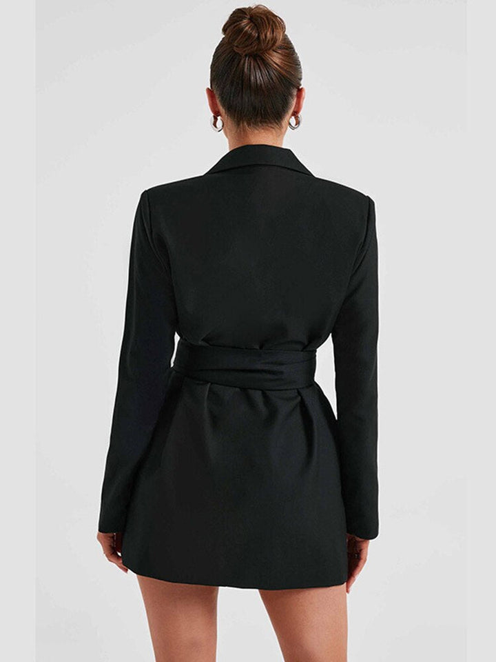 Drune | Blazer Kleid - Taillierte Passform - Mini Länge - V-Ausschnitt - Langarm Elegante Kleidung