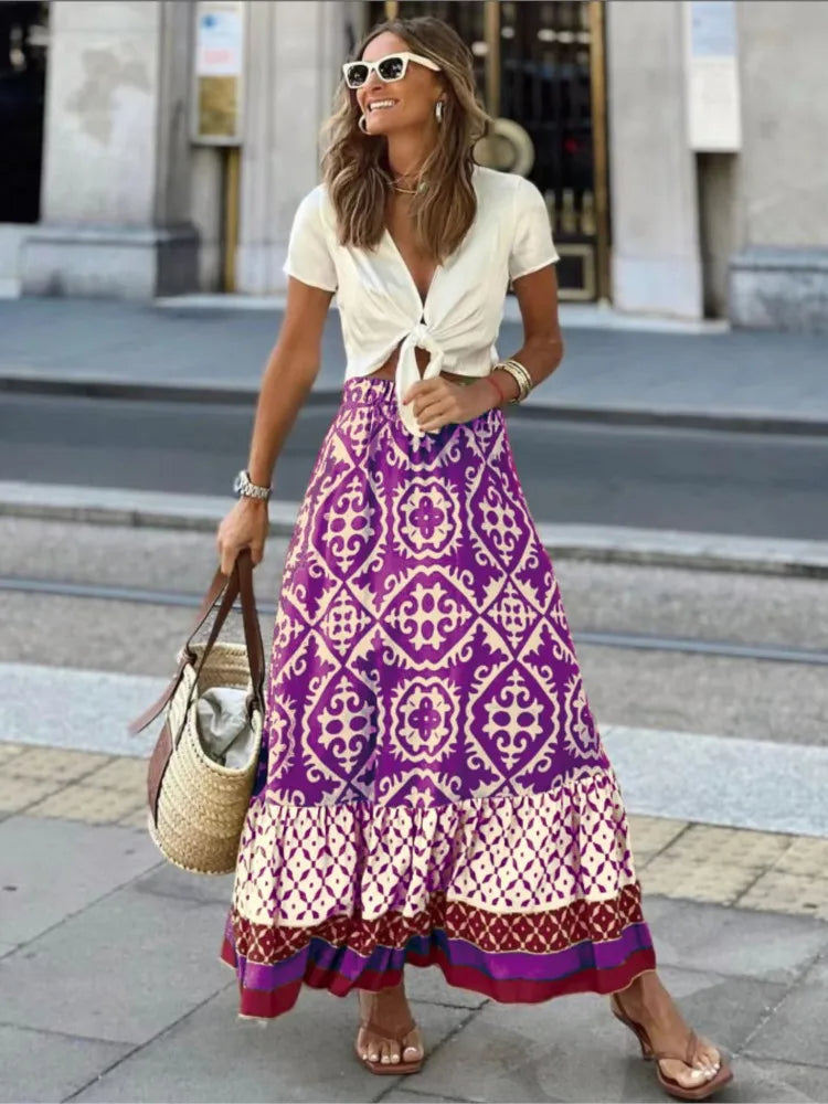 Drune | Boho Rock Mit Elastischem Bund Damen