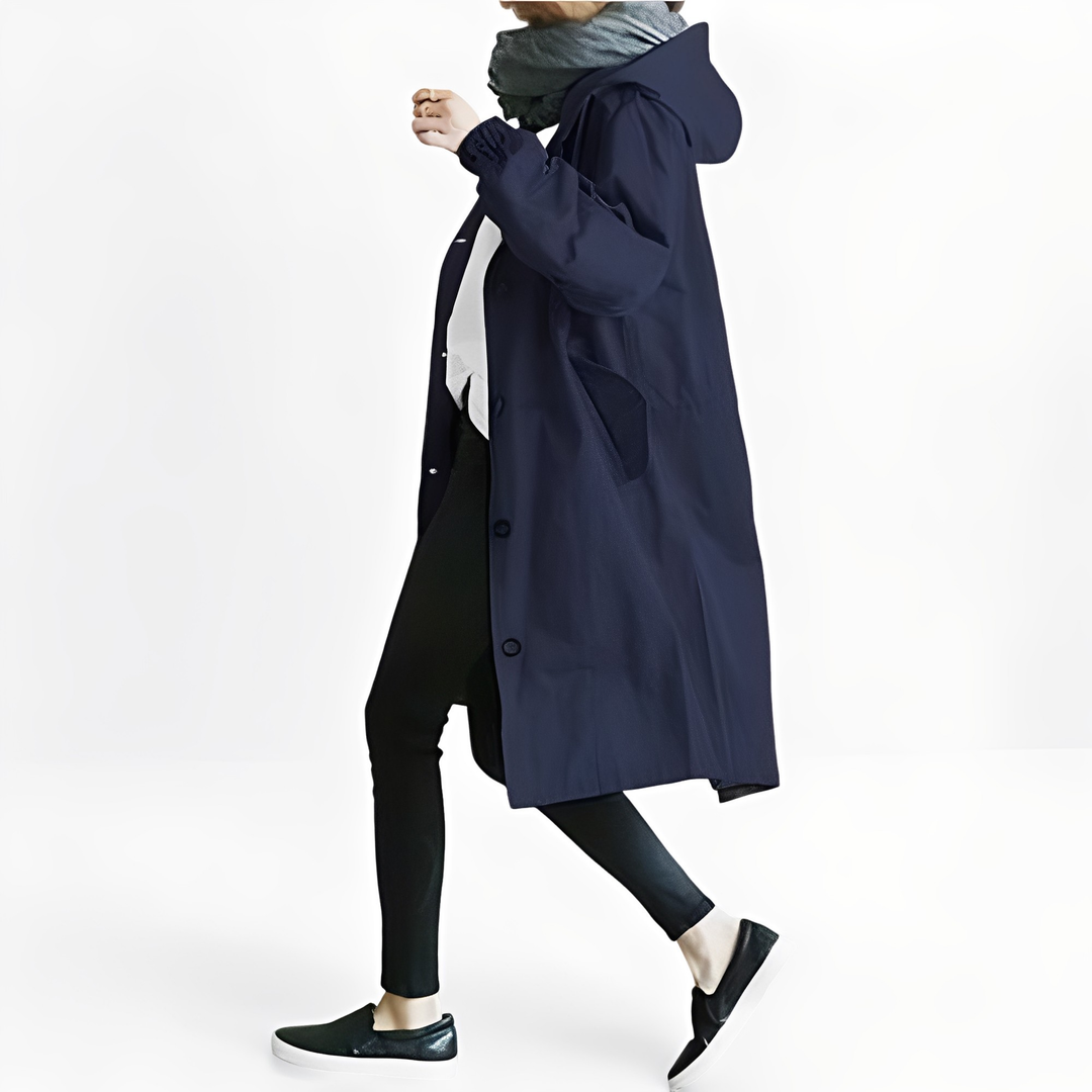 Drune | Damen-Hoodie-Regenmantel, wasserfest
