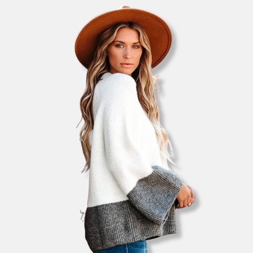 Drune | Relaxed Fit Pullover Sweater - Farbblock Crewneck Pullover