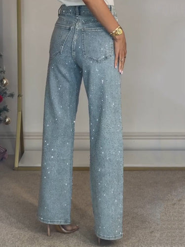 Drune | Jeans Mit Hoher Taille Und Diamant Details