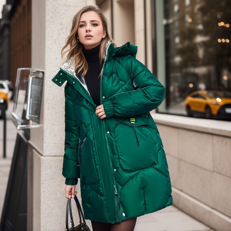 Drune | Coole Glänzende Lockere Mittellange Baumwolljacke