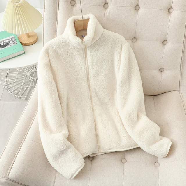 Drune | Weiche Sherpa Zip up Hohe Kragenjacke, Fleeceweste