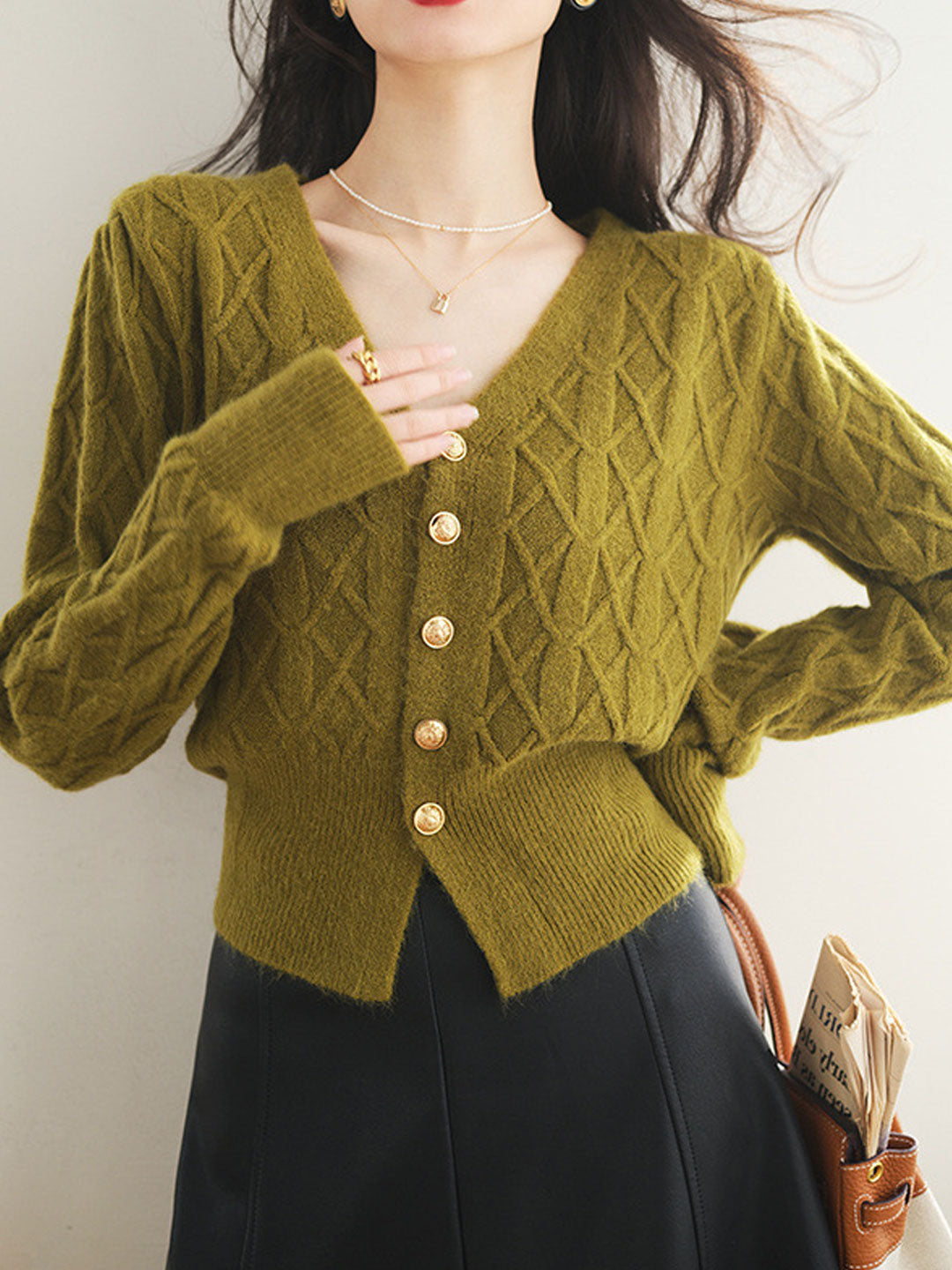 Drune | Vintage Strickjacke mit Kabelmuster