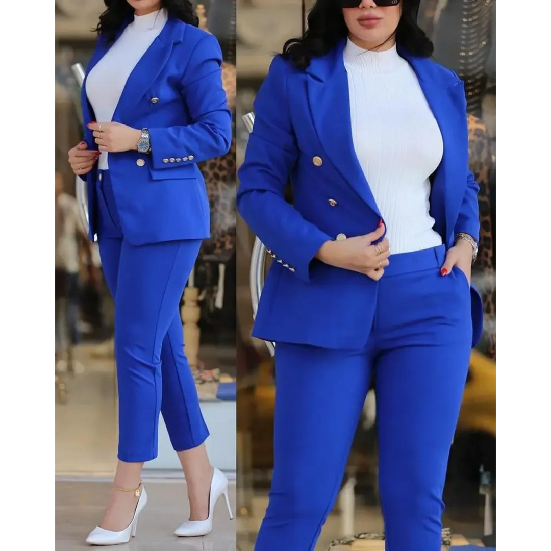Drune | Doppelknopf Blazer & Hosen Satz Mit Taschen Für Frauen