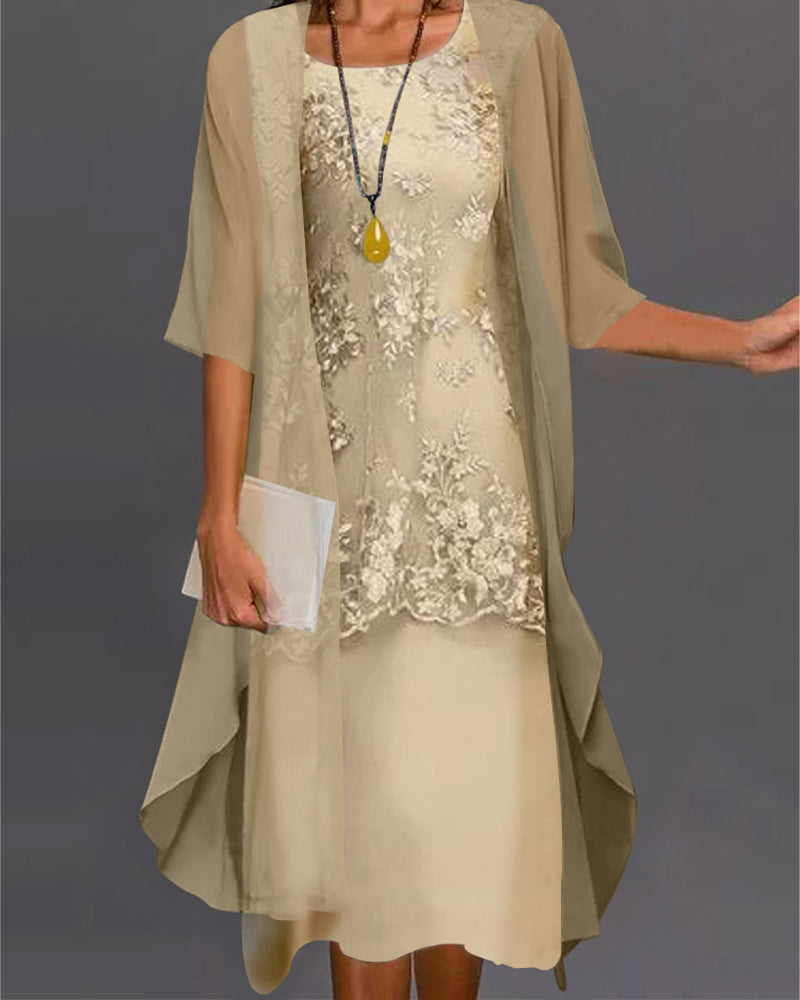 Drune | Elegantes zweiteiliges Chiffonkleid mit raffinierten Details