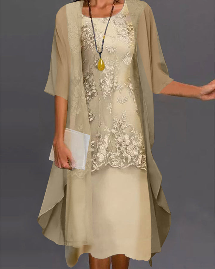 Drune | Elegantes zweiteiliges Chiffonkleid mit raffinierten Details
