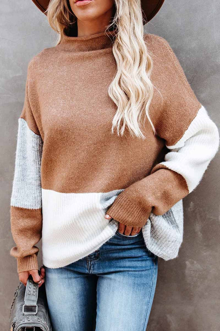 Drune | Warmer Pullover mit trendigem Blockfarbenmuster für Frauen
