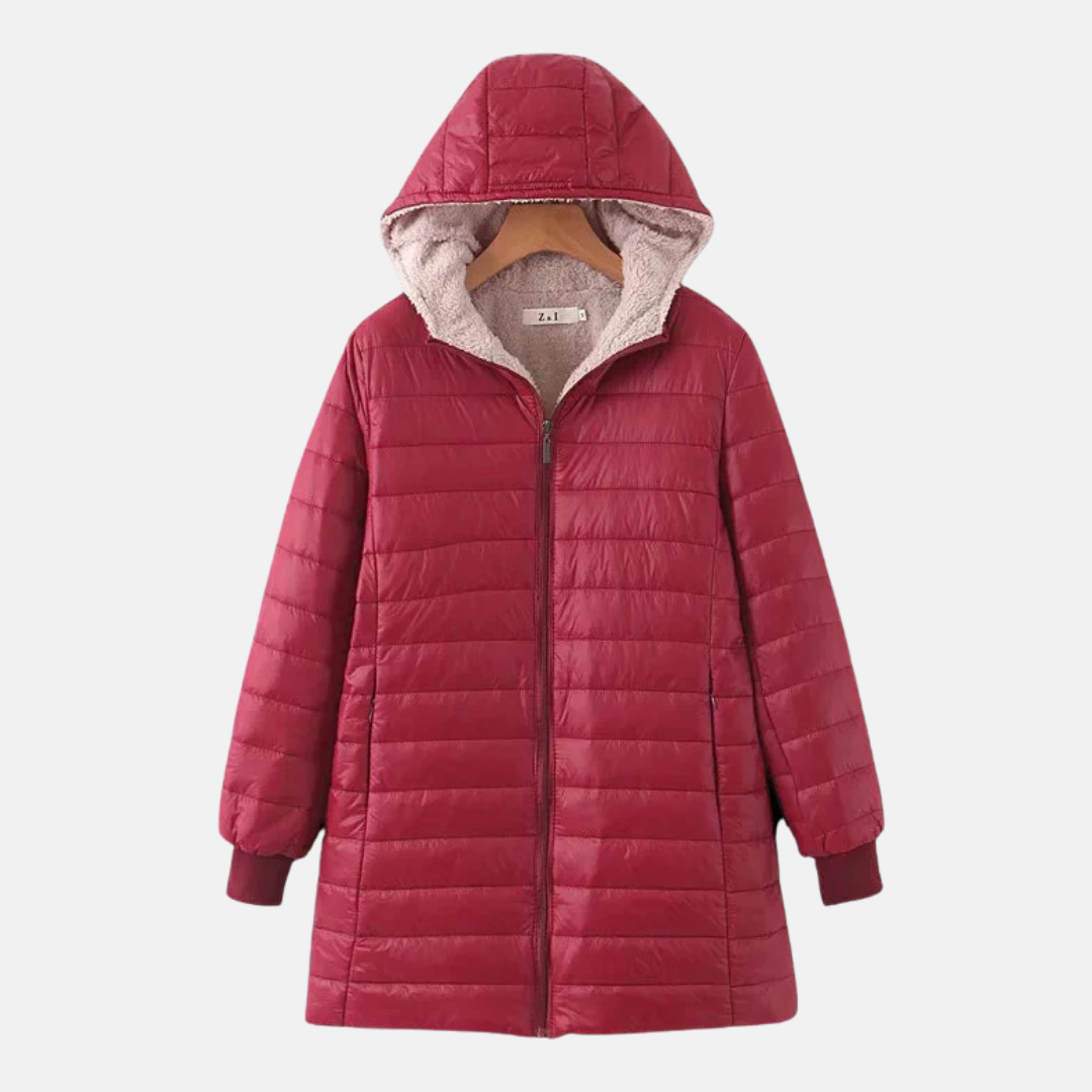 Drune | Steppjacke - Mittellang - Lockere Passform - Fleece-Futter - Kapuze