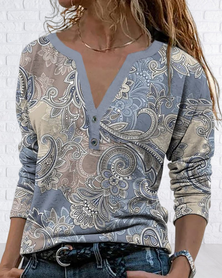 Drune | V-Ausschnitt und Paisley Muster