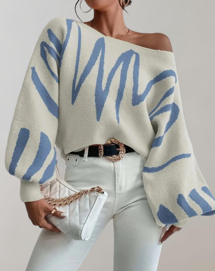 Drune - Print Laternenärmel Off-Shoulder