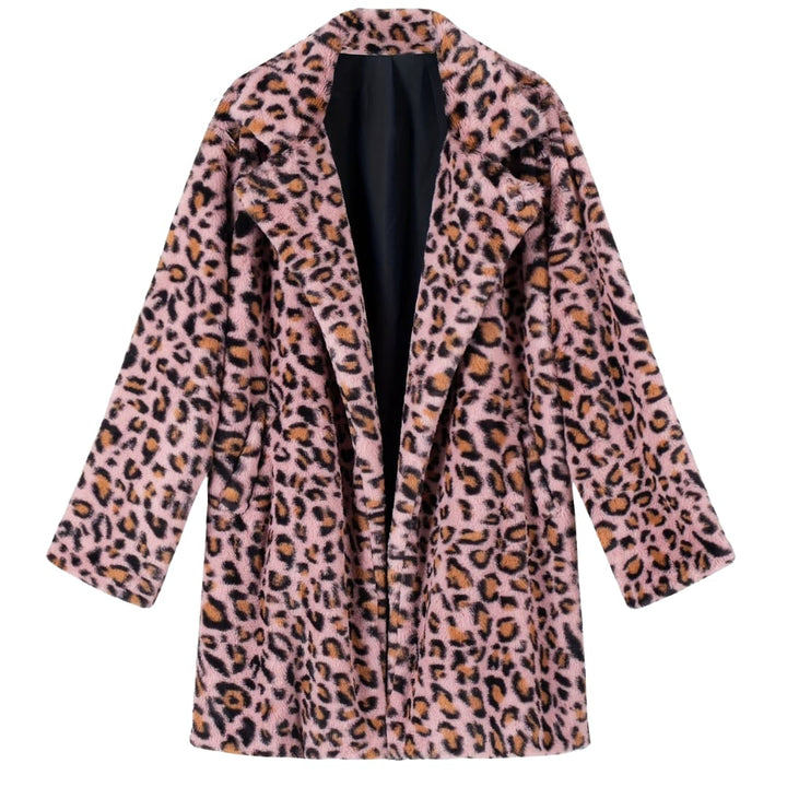 Drune | Plus Size Leopardenmuster Offene Front Langarmjacke