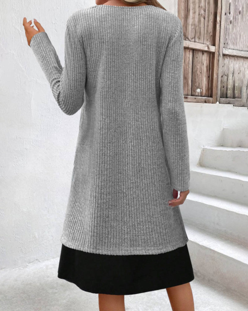 Drune | Rippenkleid mit Langen Ärmeln