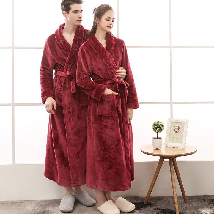 Drune | Eleganter Coral Fleece Flanell-Bademantel für Paare