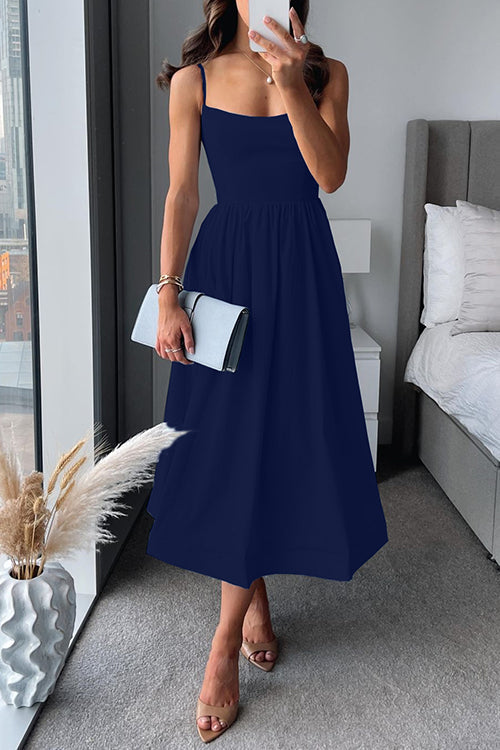 Drune | Spaghetti-Träger A-Linie Midi Kleid