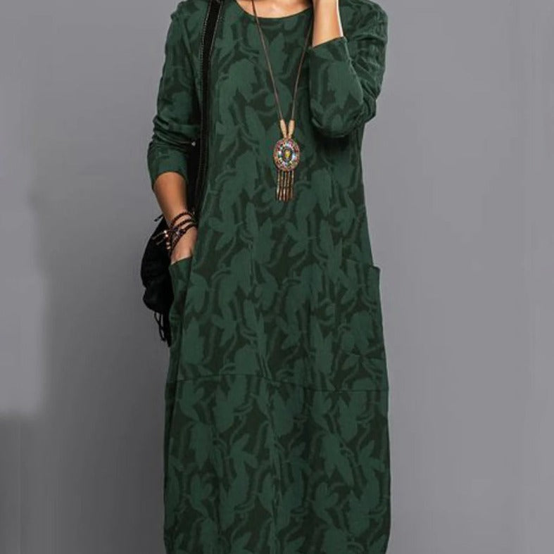 Drune - Langärmeliges Taschenkleid mit Druck