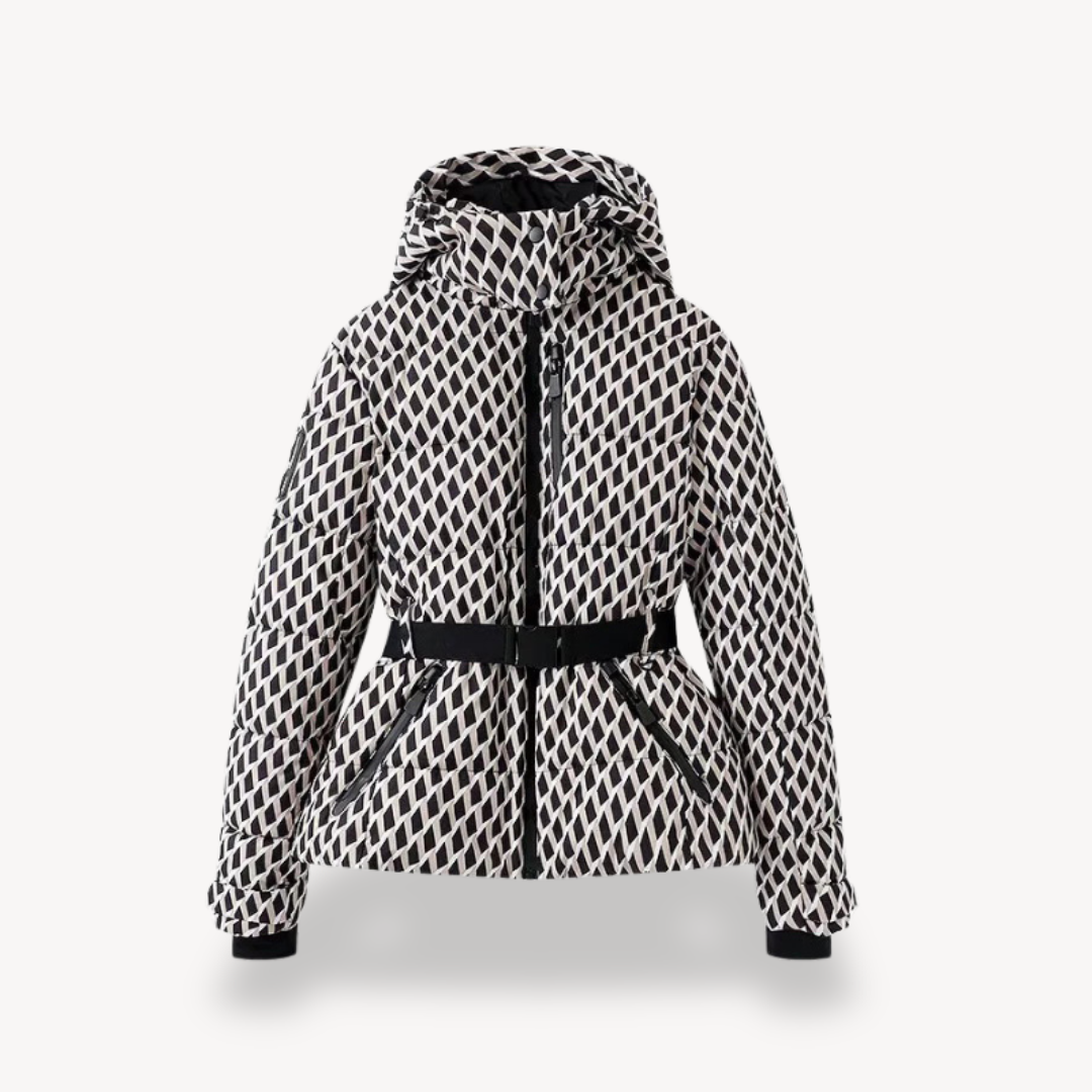 Drune | Damen Gepolsterte Daunenjacke mit Kapuze und Gürtel Gemütlicher Stil