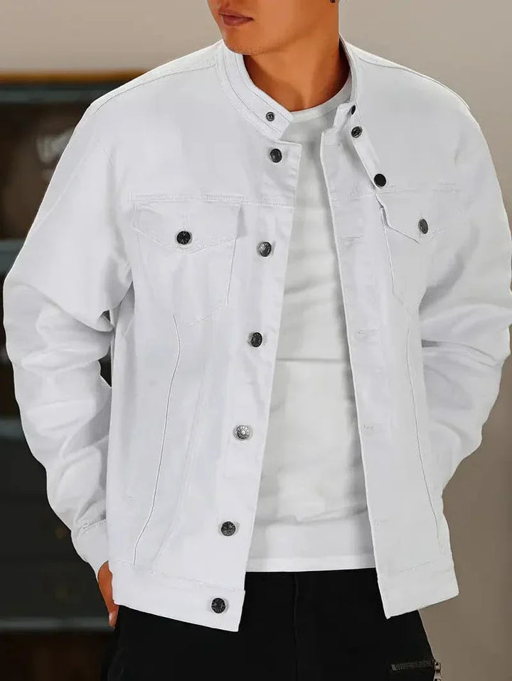 Drune | Denimjacke Stehkragen Regular Fit Knopfleiste Zeitlos Und Vielseitig