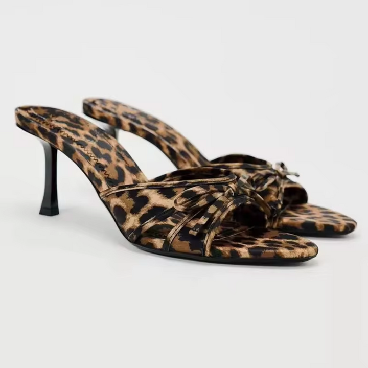 Drune | High-Heeled Slippers mit Leopardenmuster