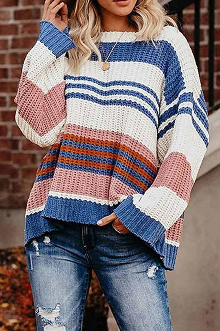 Drune | Pullover - Damen Winter gestreifter Strickpullover