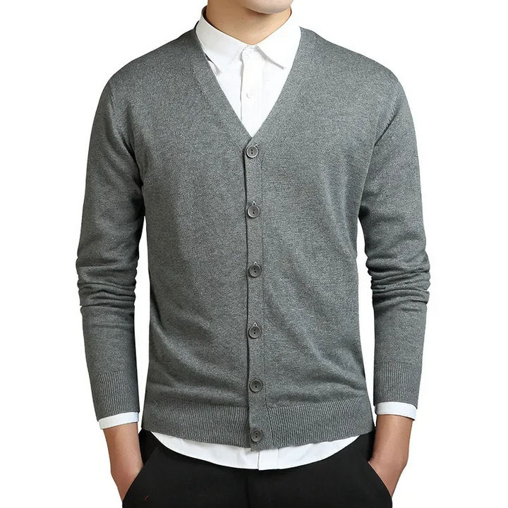 Drune | Herren Strickjacke Mit Knöpfen, V-ausschnitt, Leichtes Material, Slim Fit Design