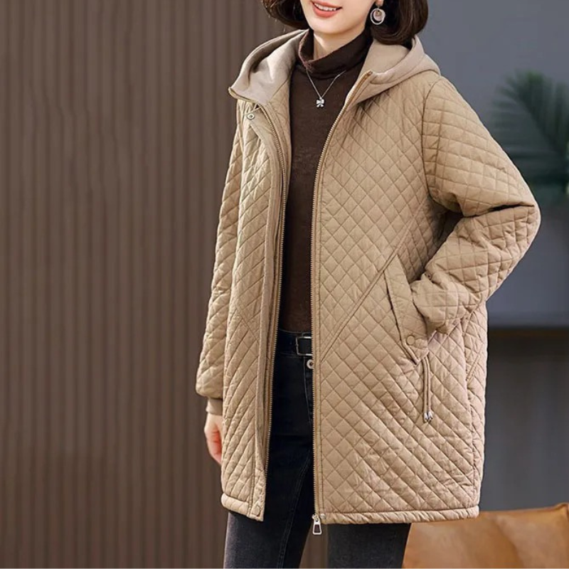 Drune | Warme fleecegefütterte gesteppte Jacke in einfarbiger Ausführung mit Reißverschluss Ideal für Herbst/Winter
