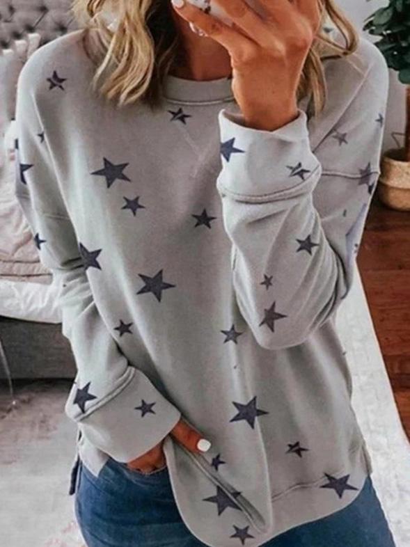 Drune | Warmer Stern Druck Rundhals Pullover Ideal für den Winter