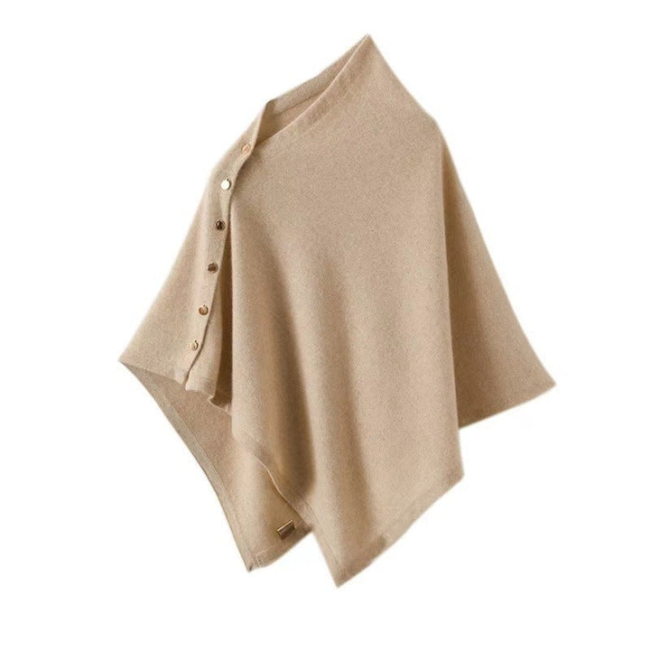 Drune | Knopfdetail Poncho - Asymmetrisches Design mit Drapiertem Schnitt