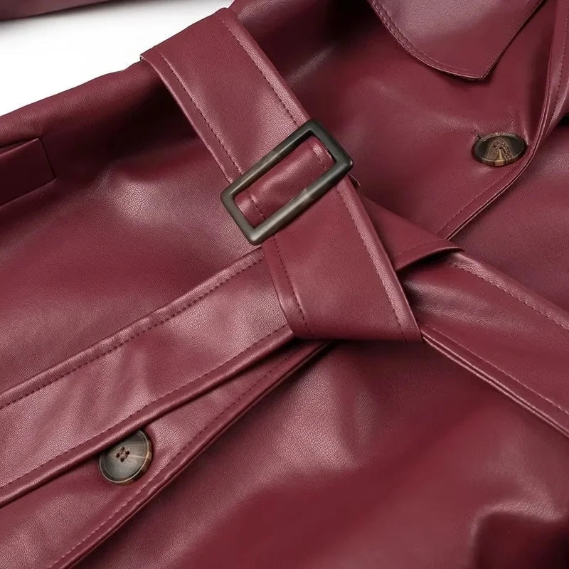 Drune | lange Retro-Jacke mit Gürtel
