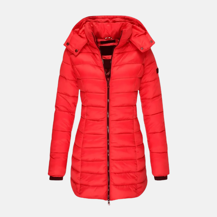Drune | Pufferjacke - Slim Fit - Mittellang - Mit Kapuze - Gerippte Bündchen
