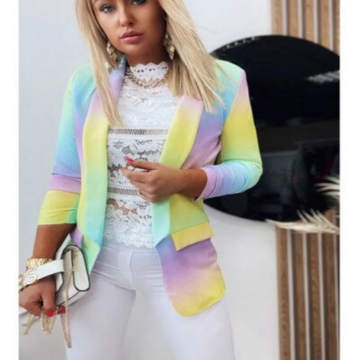 Drune | Damen Ombre Offene Front Blazer, Lange Ärmel, Lässige Passform