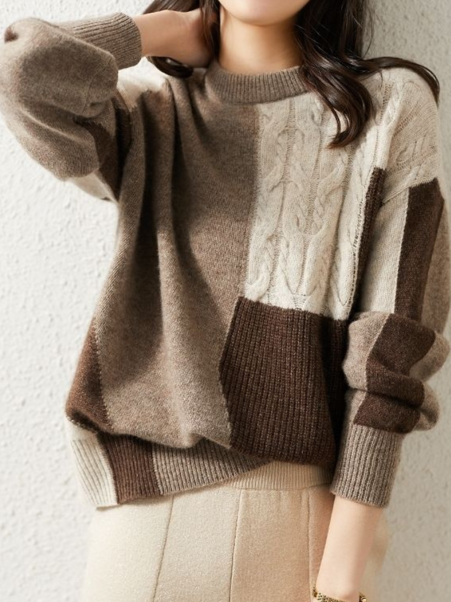 Drune | Schicker & Stylischer Strickpullover in Kontrastfarbe